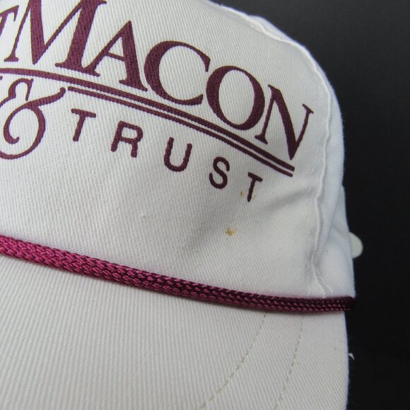 First Macon Bank & Trust Graphic Logo Men White Wide Brim Adj Strap Back Cap Hat - Picture 2 of 9